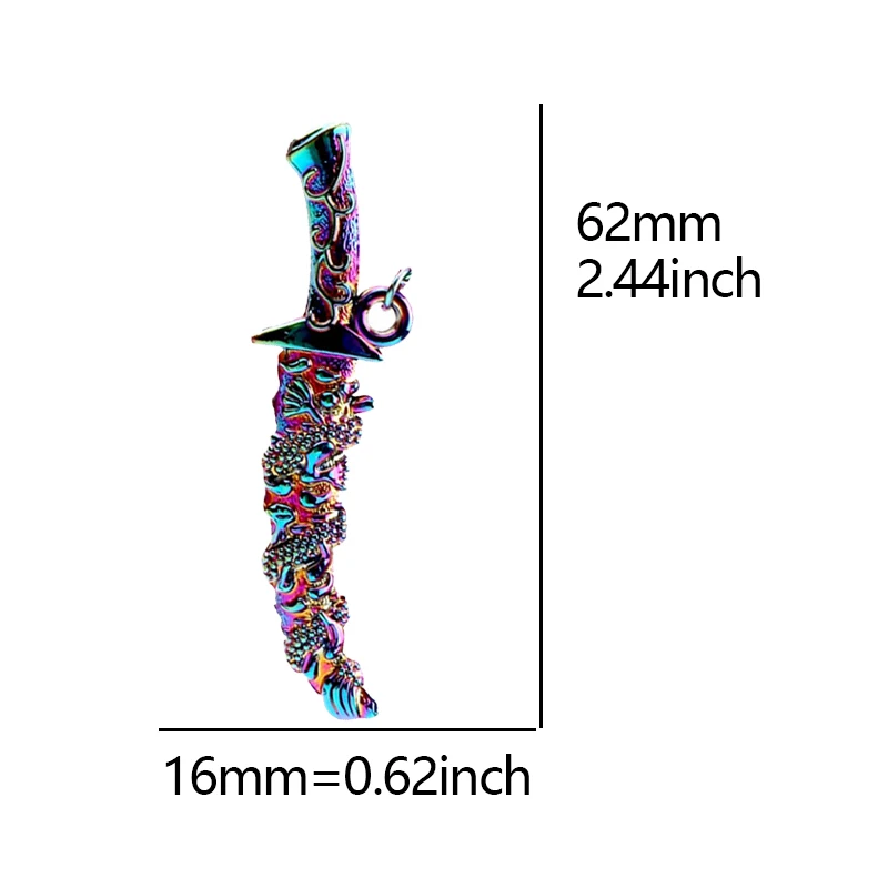 Stainless Steel Rainbow Color Knife Western Sword Sword Gun Accessories Weapon Dagger Pendant Diy Handmade Jewelry Pendant Gift