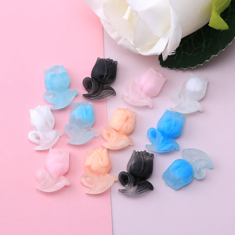 Lichtgevende Rose Hars Cabochons Plaksteen voor Scrapbook Ambachten 10 stks Gloeien in Donker Bloem Decoratie Accessoire DIY Slime Charms