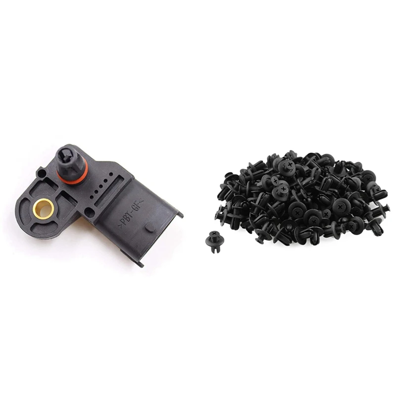 121 Pcs Car Accessories: 1 Pcs MAP Manifold Air Pressure Sensor & 120 Pcs 8Mm Car Hole Rivets Bumper Push Pin Clips