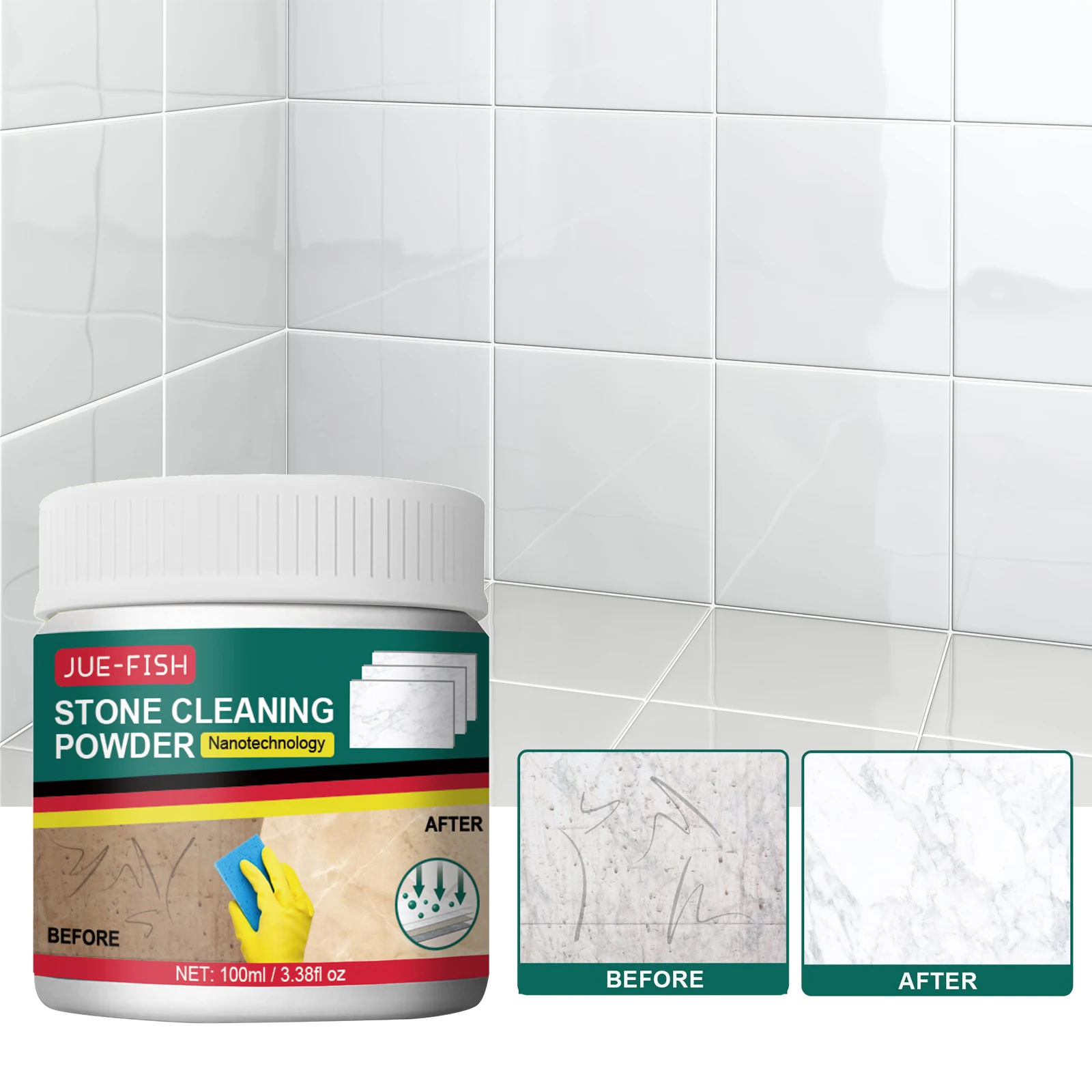 Stone Cleaning Powder Deep Cleaning Remover Stains Granite Quartz Marble Tile Stone Floor Stubborn Oil Stains Cleaning Powder