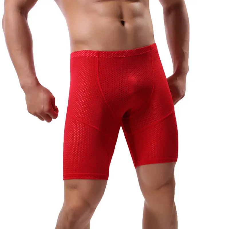 Low Waist Mens Long Boxers Male Underwear Shorts Mesh Breathable Men Underwear Boxershorts Long Leg Trunks Sexy Short Leggings image 3