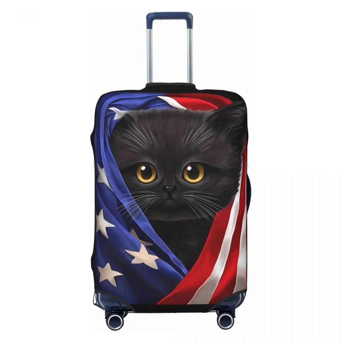 Black Kitten Suitcase Cover Animal Flag Cat Cruise Trip Holiday Elastic Luggage Accesories Protector