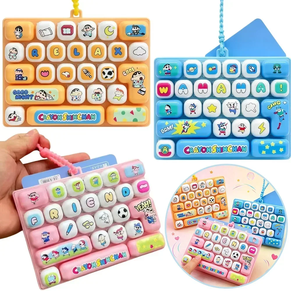 #NEW 26-Key Crayon Shin-chan Keychain Clicker Bag Pendant Shin Chan 26-key Keyboard Clicker Toys Anti Stress for Christmas Gift