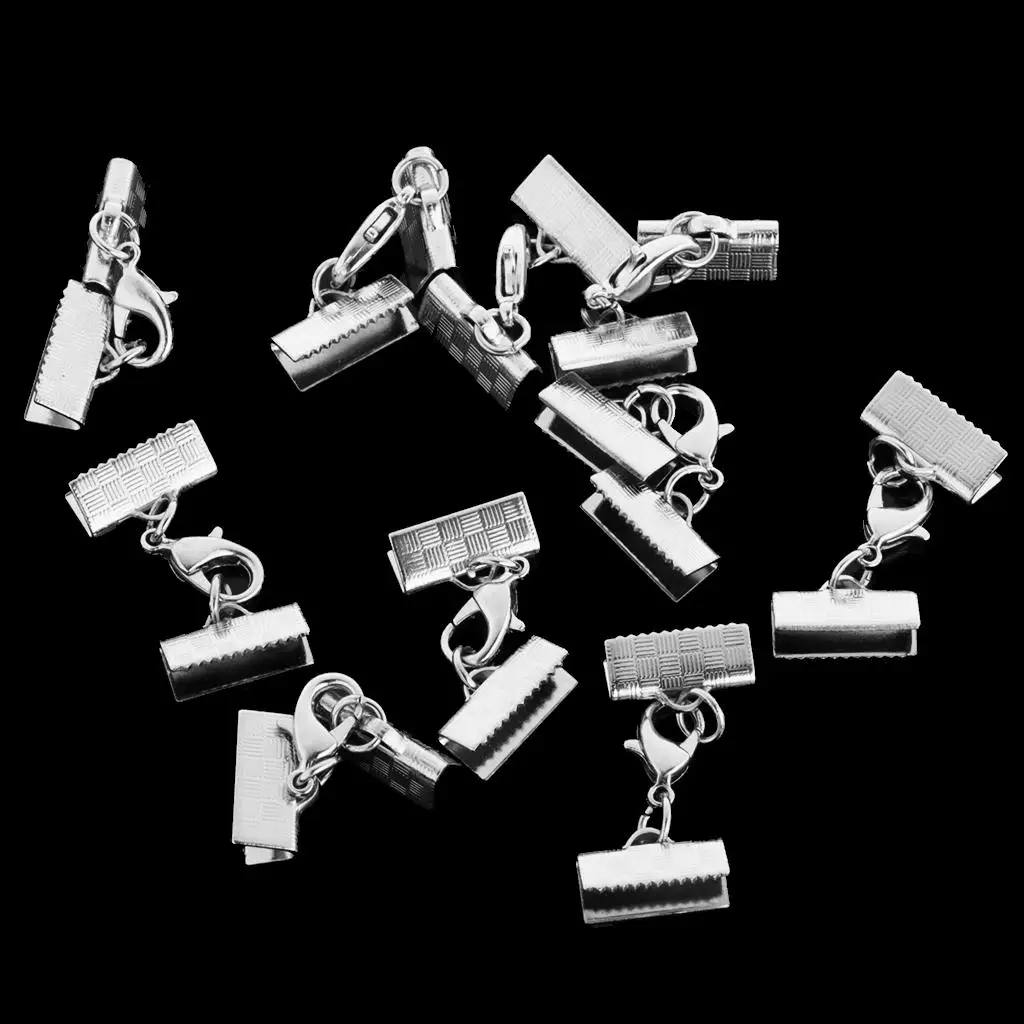 

10 шт., зажим для ленты и зажим, обжимной наконечник для шнура, наконечник, разъем для браслета и ожерелья