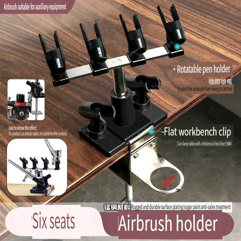 Estação profissional de suporte para airbrush, kit de suporte aerográfico com 6 pistola de pulverização, bancada de mesa com suporte para airbrush,
