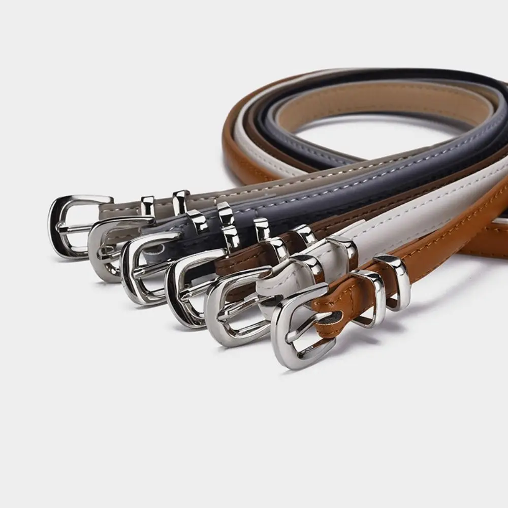 Fashion Luxury Design PU Leather Belt Casual Retro Silver Pin Buckle Waistband Versatile Jeans Waist Belt