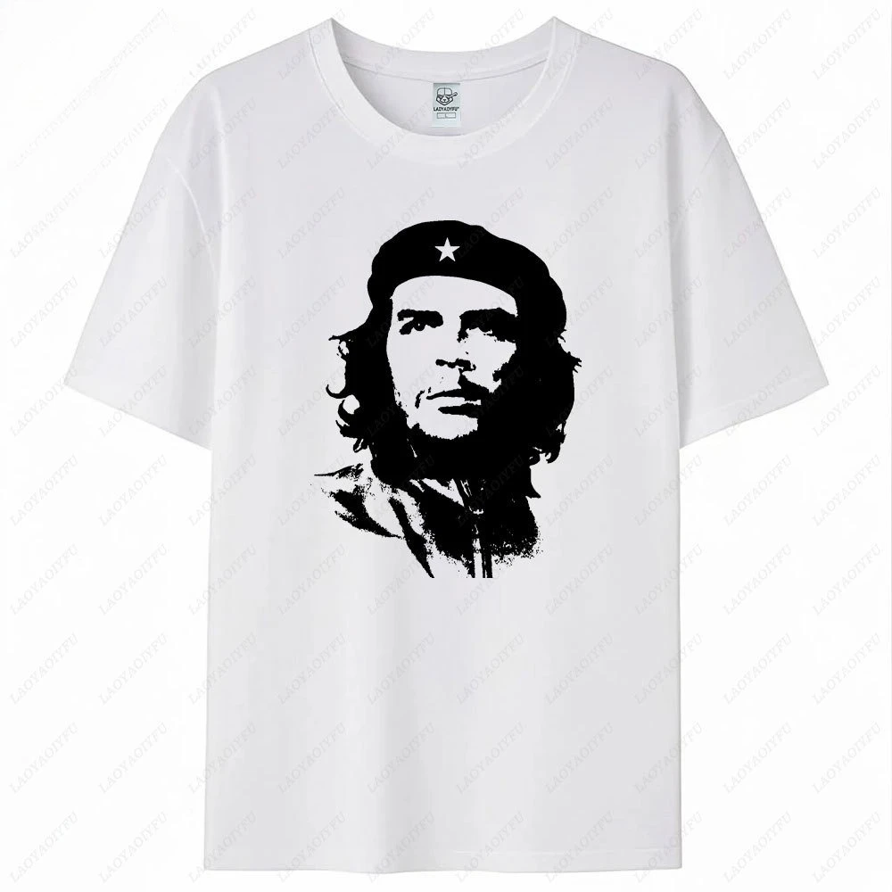 Camiseta Oversize Vintage con Silueta de Che Guevara, Camiseta Gráfica Revolucionaria Retro, Top de Algodón Pesado Estilo Punk Urbano