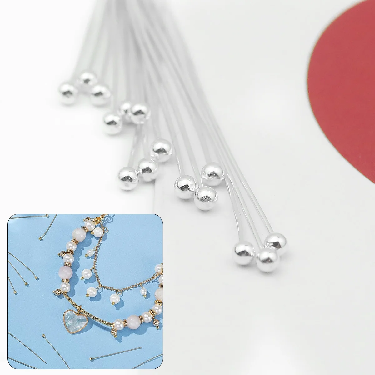 

200Pcs Metallic iron Ball Pins Silver Gold Plated Head Pin for Beads Threading Jewelry Making DIY Craft Handmade Accessories