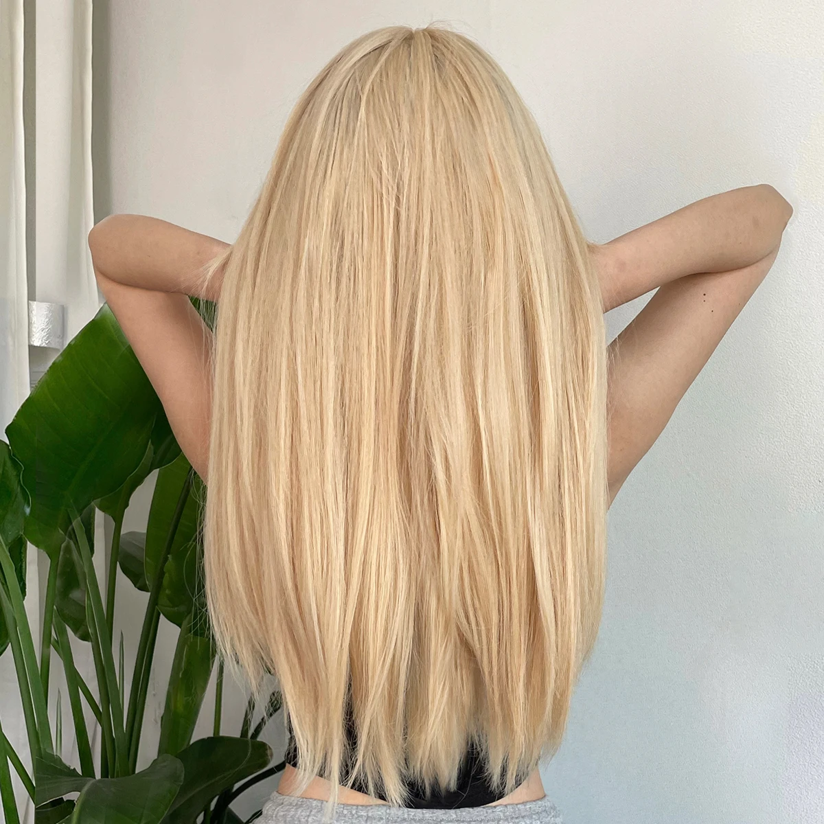 HENRY MARGU Long Straight Blonde Wigs Synthetic Natural Hair Wigs with Bangs for Women Lolita Cosplay Wig Heat Resistant Fiber