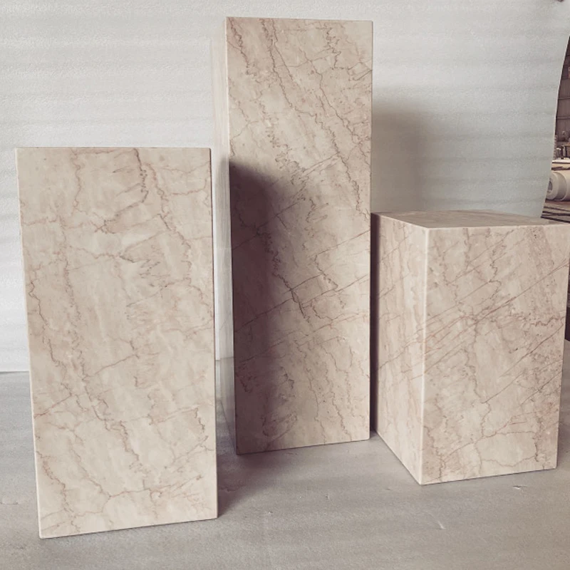 # Customized Carrara Marble Cube Side Table Stone Marble Plinth Coffee Table Real White Marble Square Plinth