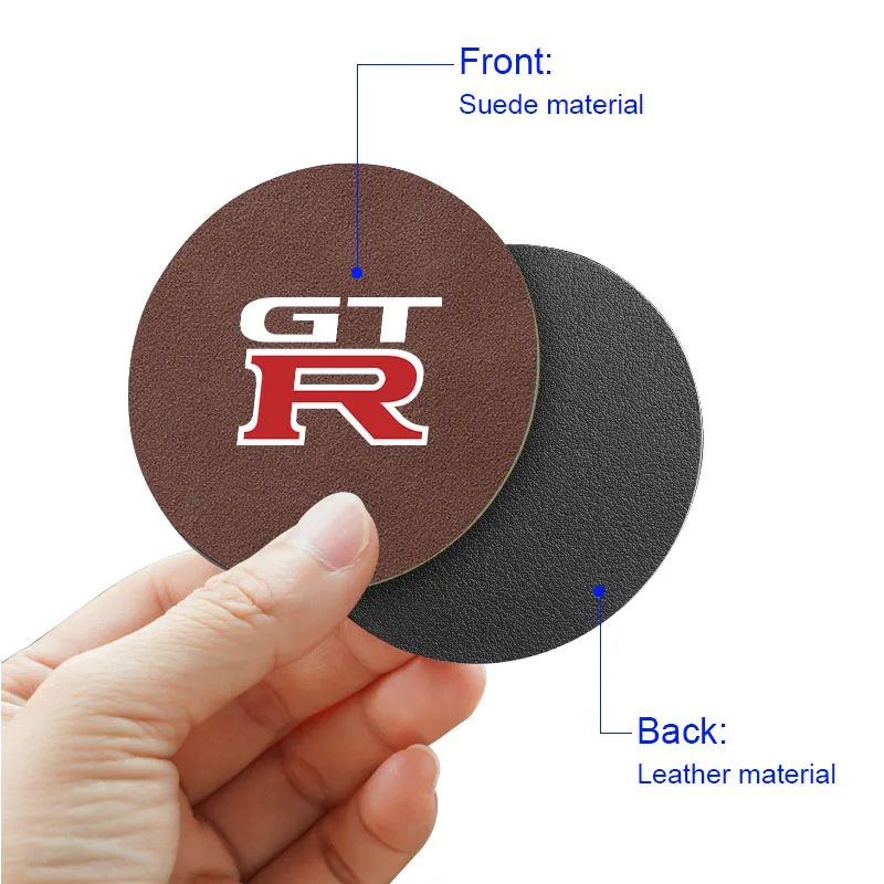 Car Leather Water Coaster Non-Slip Mat Car Bottle Holder Insert Pad for Nissan GTR NISMO X-trail Tiida Qashqai J10 11 Leaf Kicks
