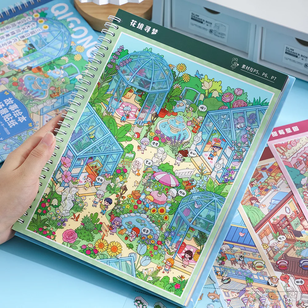 Fairy Tale Diorama Sticker Book Scenic Scene Stickers Die Cut UV Coated Multi-layer Cartoon Storybook for Kids Crafts