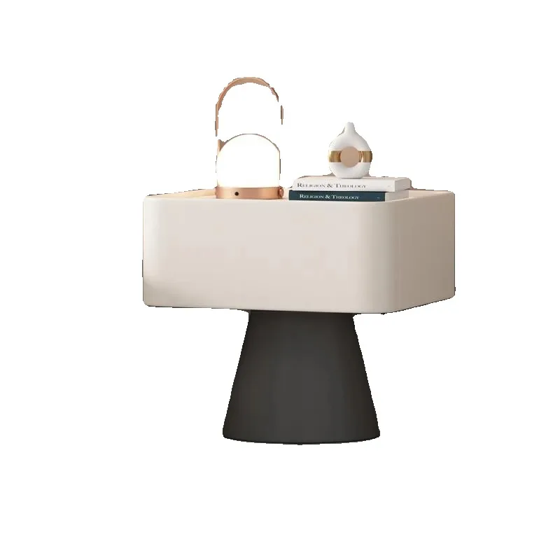 

Premium bedside table cat claw leather light luxury cream style all solid wood retro simple modern mini small bedside table
