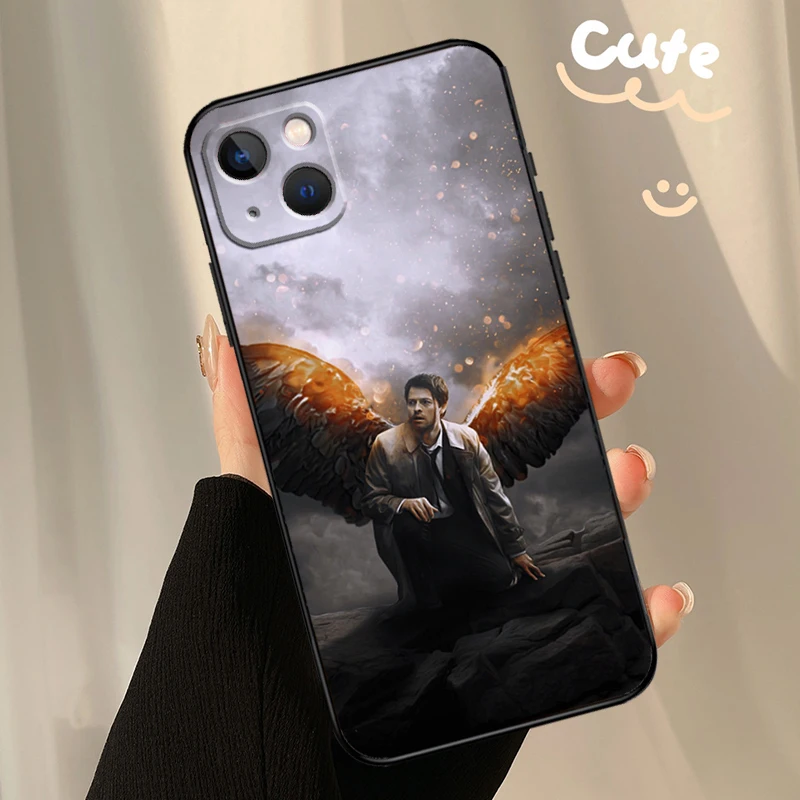 Supernatural Castiel Angel Case For iPhone 13 12 11 14 15 16 Pro Max XR XS X Plus  12 13 Mini Bumper Cover Capa