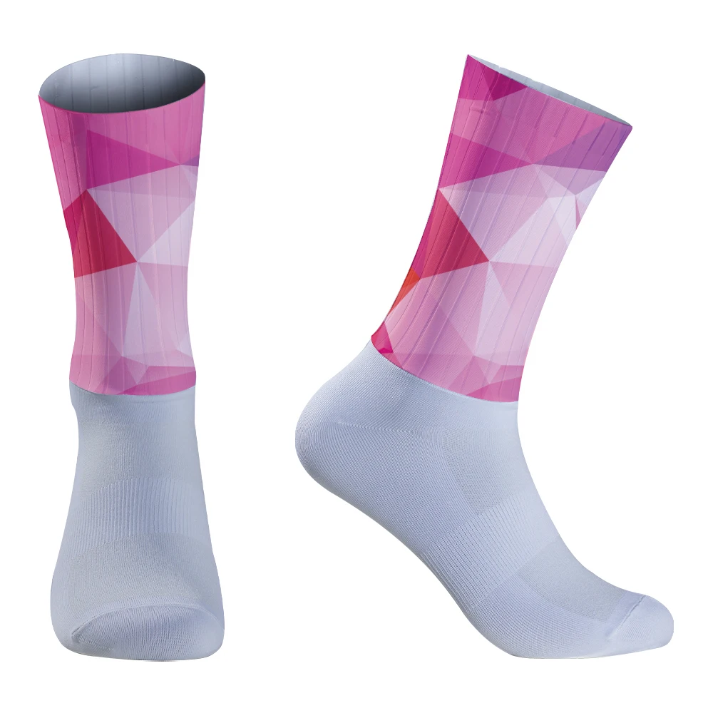 Chaussettes de cyclisme en silicone pour hommes, chaussettes aérodynamiques, chaussettes de sport de vélo, chaussettes de course, nouveau, 2024