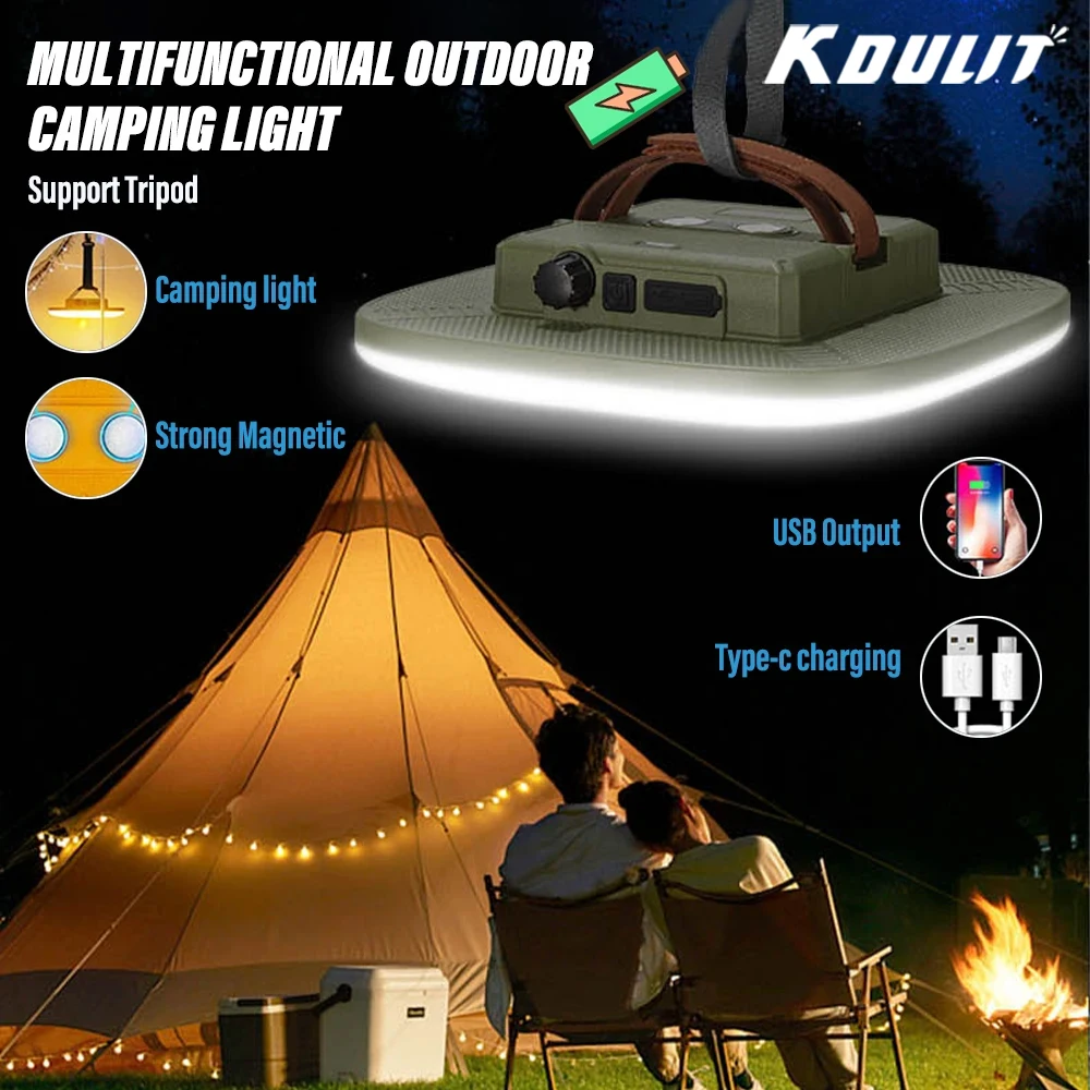 KDULIT Portable LED Camping Lantern Rechargeable Camping Light with USB Output Strong Magnetic Outdoor Emergency Searchlight