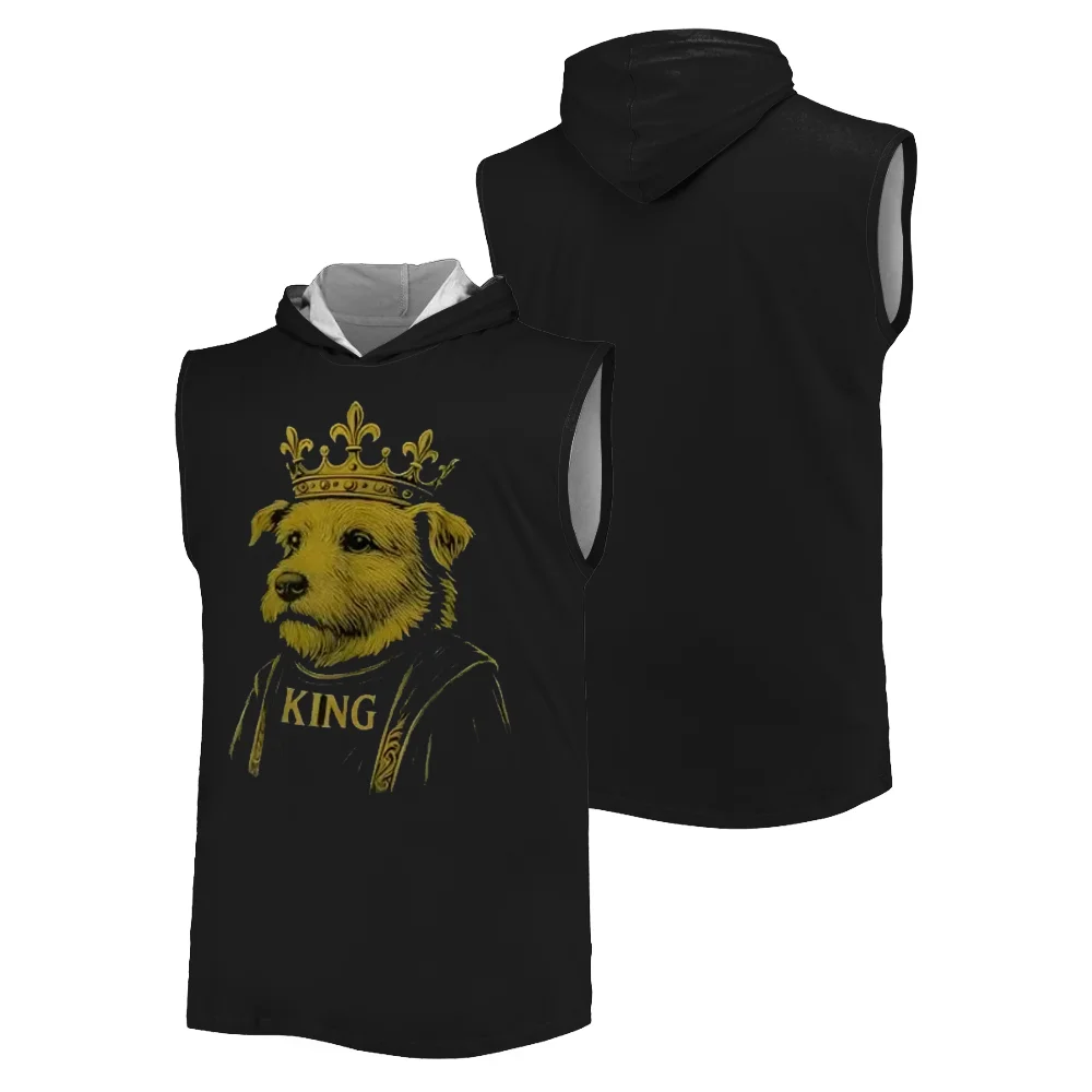 

2025 Summer 3D printing Charles Majestic Dog King Fitness Sports hooded vest breathable quick-drying fun loose men's tank tops