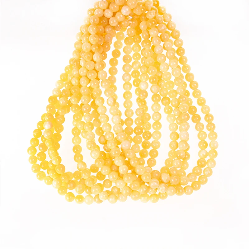 Natural Yellow Calcite Beads Round Loose Gemstone Beads for Jewelry Making Bracelet Diy Accessories