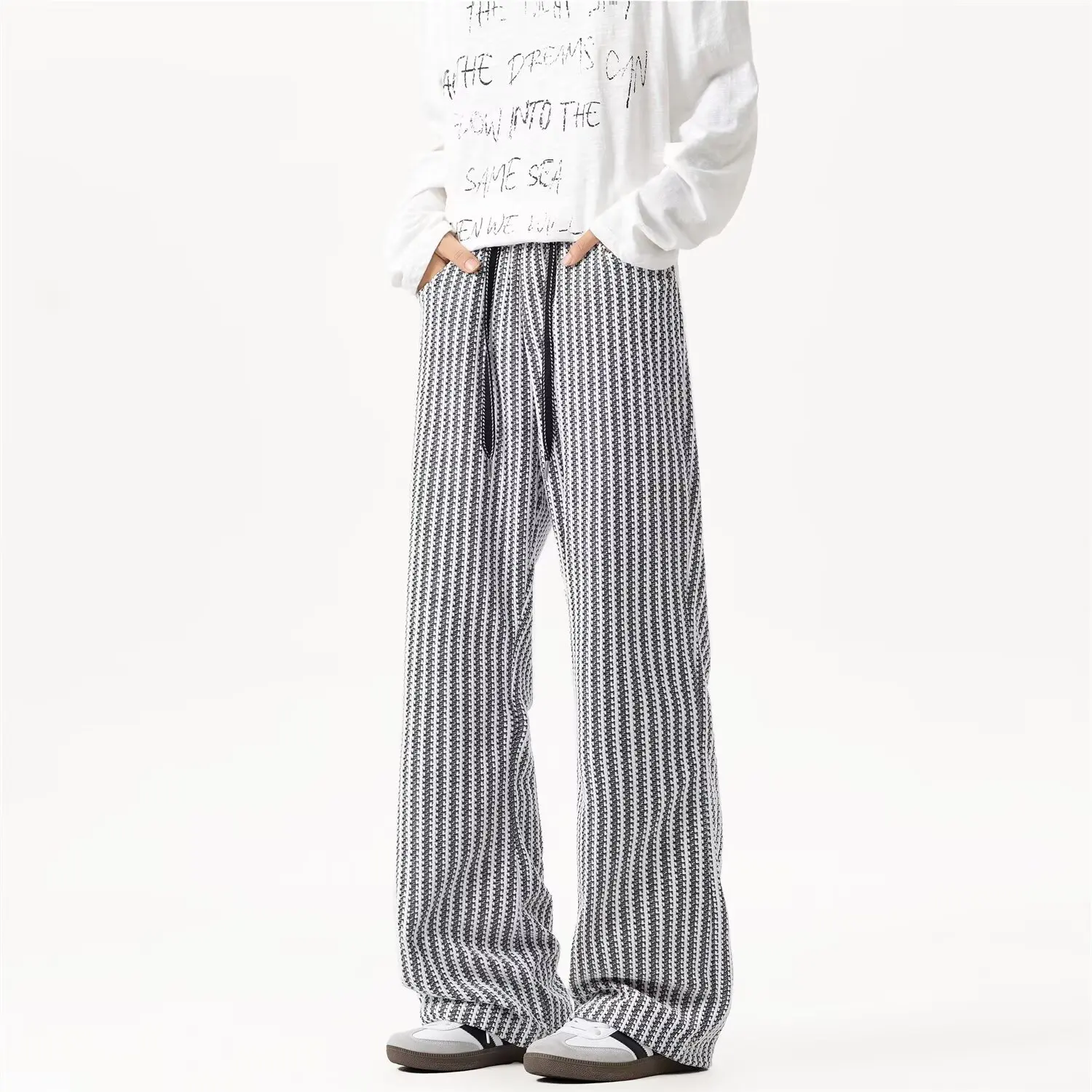 

American Retro Texture Color Straight Leg Casual Pants Loose Wide Leg Long Trousers for Men And Women Zebra Pattern