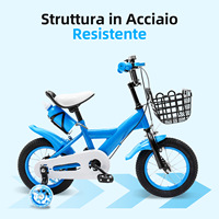 Children Bike with Adjustable Seat and Handlebar, Carbon Steel Frame, Shock-Absorbing Rubber Tires, and Flashing Training Wheels