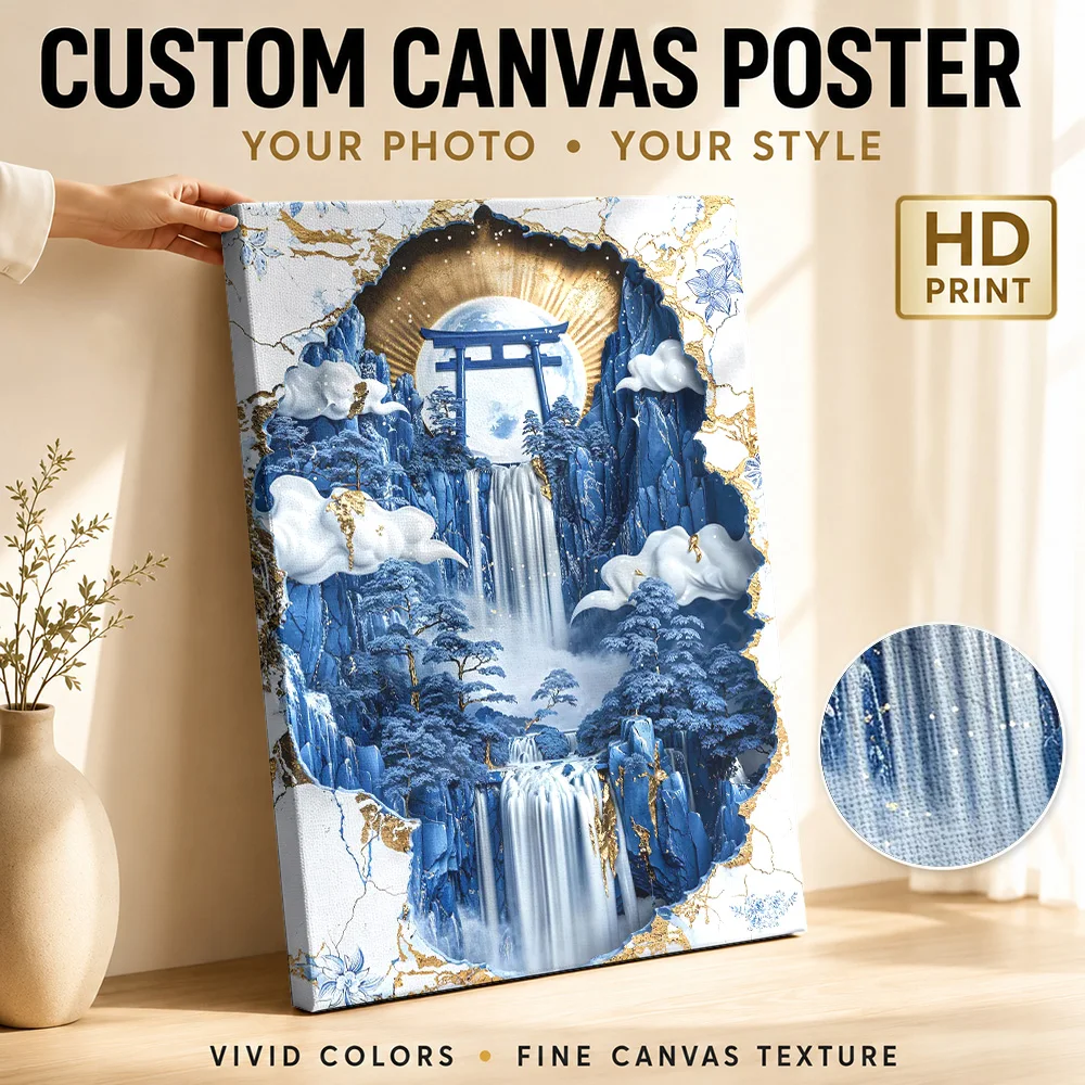 Porcelain Gateway to Peace Canvas Print Poster Customized Japanese Inspired Wall Paintings Decoration for Office Ready to Hang