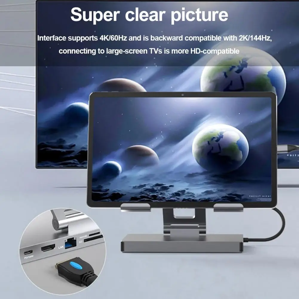 Laptop Stand Hub with Tf Card Slot Laptop Stand Docking Station with Multiport Usb 3.0 Hub 4k 60hz Adapter Pd Charging Tf Card