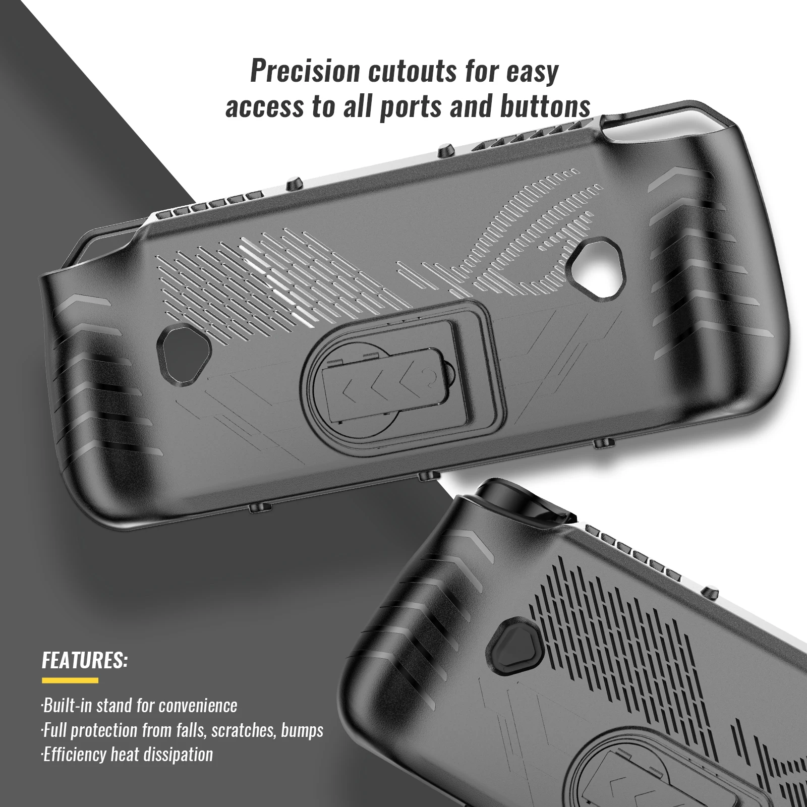 Casing pelindung ponsel untuk ASUS ROG Ally X, casing pelindung TPU genggam dengan braket belakang tahan keringat, antiselip dan aksesori Gaming tahan jatuh