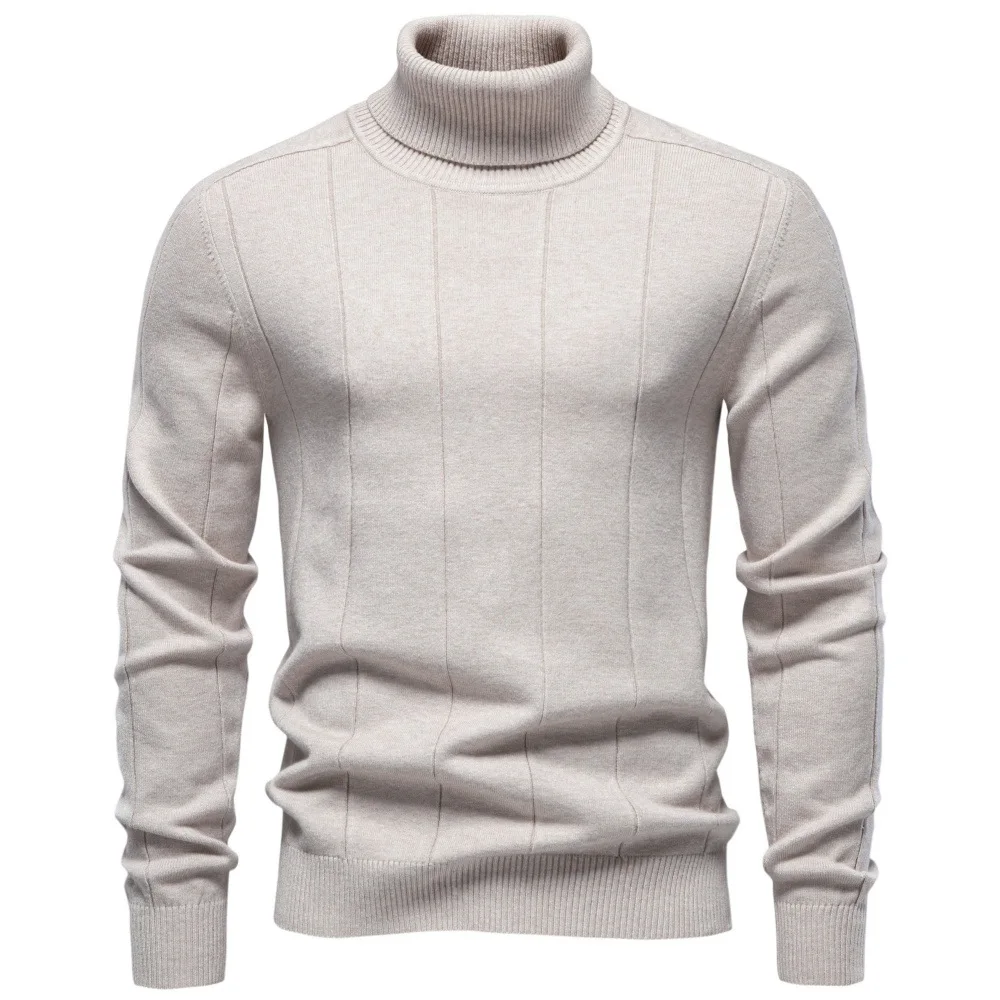 Autumn and winter luxury fashion thick warm sweater men's high collar slim fit men's sweater men's pullover knitted sweater top