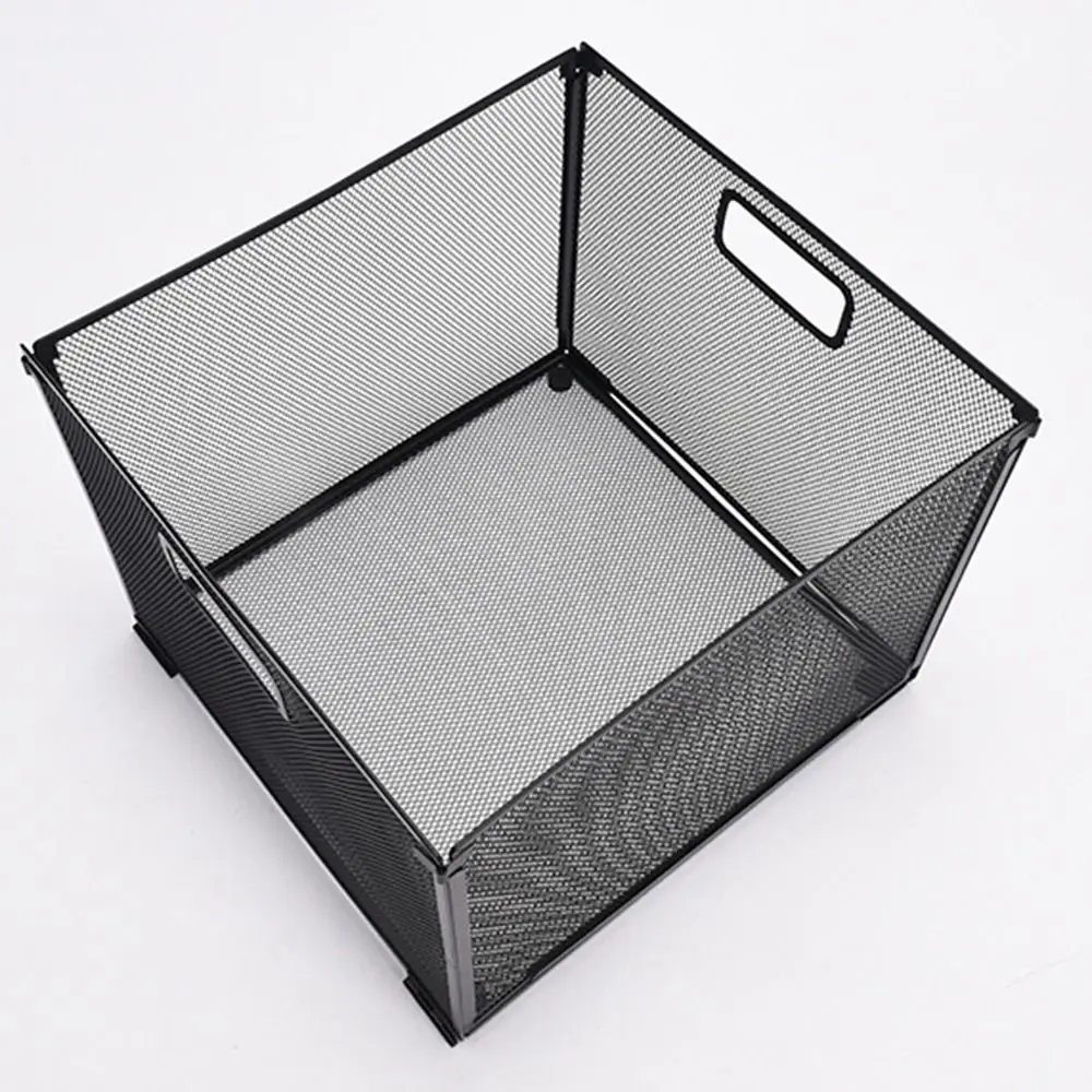 Mesh Metal Hanging File Folder Organizer Folders Not Included Foldable Office Filing Crate Black Antislip Folder Storage Box