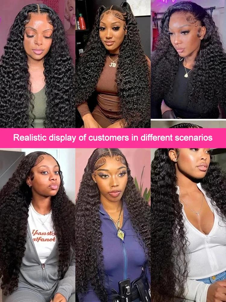 100% شعر الإنسان الماليزي مجعد الباروكات فضفاضة موجة عميقة الباروكات الأمامية 13x4 13x6 الدانتيل الباروكة الأمامية قبل قطع لا الغراء ارتداء للذهاب غلويليس