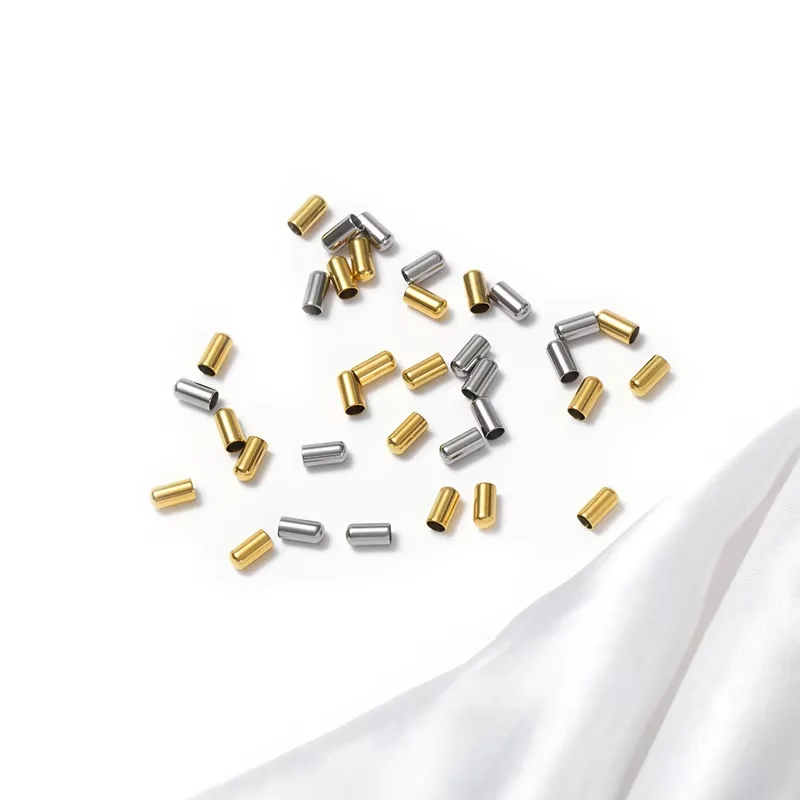 100pcs Gold Stainless Steel Crimp Clasps DIY Cord Bracelet Fastener End Caps Leather Necklace for Jewelry Making DIY Findings