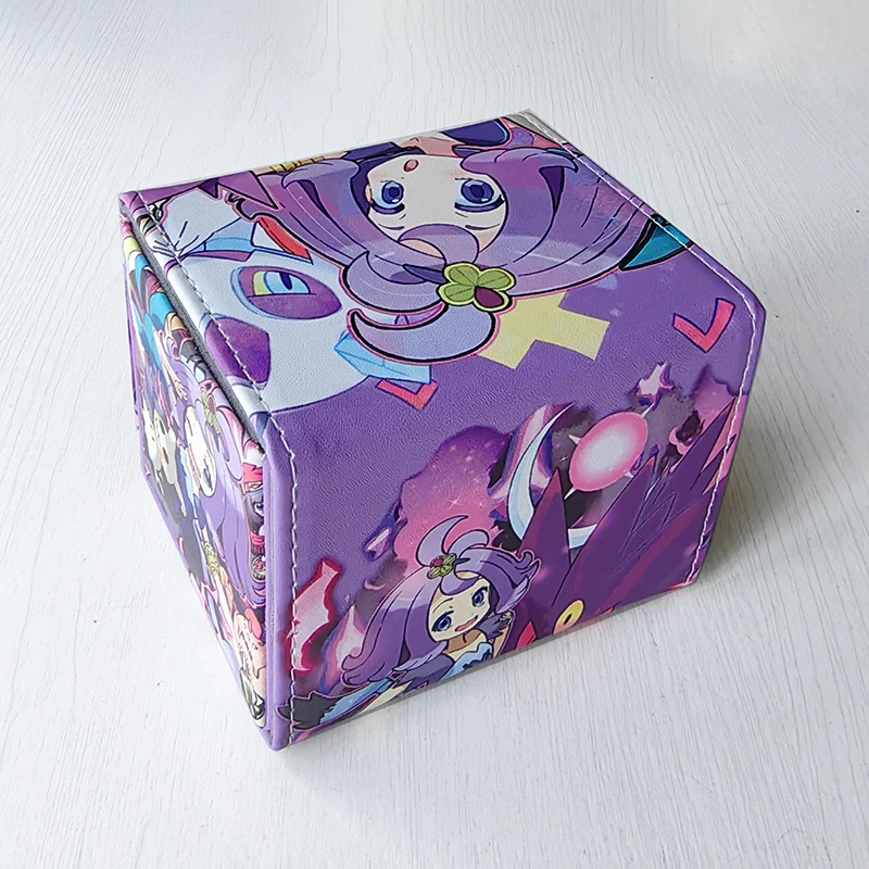 New Diy Self Made Pokemon Acerola Kawaii Card Storage Box Pu Material Universal Card Portable Storage Box Holds 100 Cards