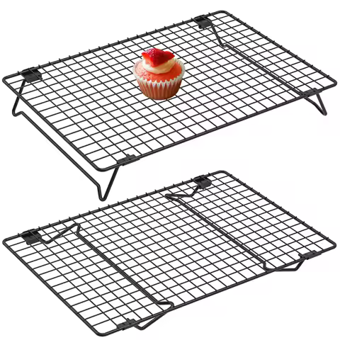 2Pcs Cooling Rack with Collapsible Legs BBQ Bread Cake Cooling Rack Drip Dry Rack Grid Baking Pan Household Kitchen Baking Tools