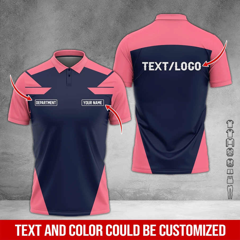 Personalized Custom Polo Shirt Add Your Own Name Department And Logo Print Sporty loose Work Uniform Tops Wholesale Dropshipping