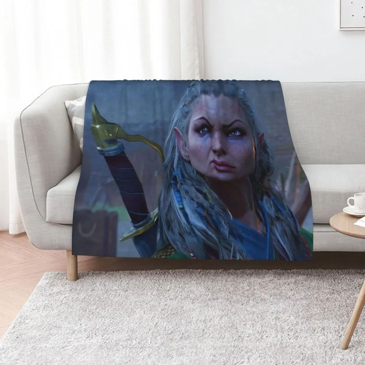 Jaheira Half Elf Fighter Druid Adventurer ready to fight Throw Blanket Thermal Loose Soft Plush Plaid Personalized Gift Blankets