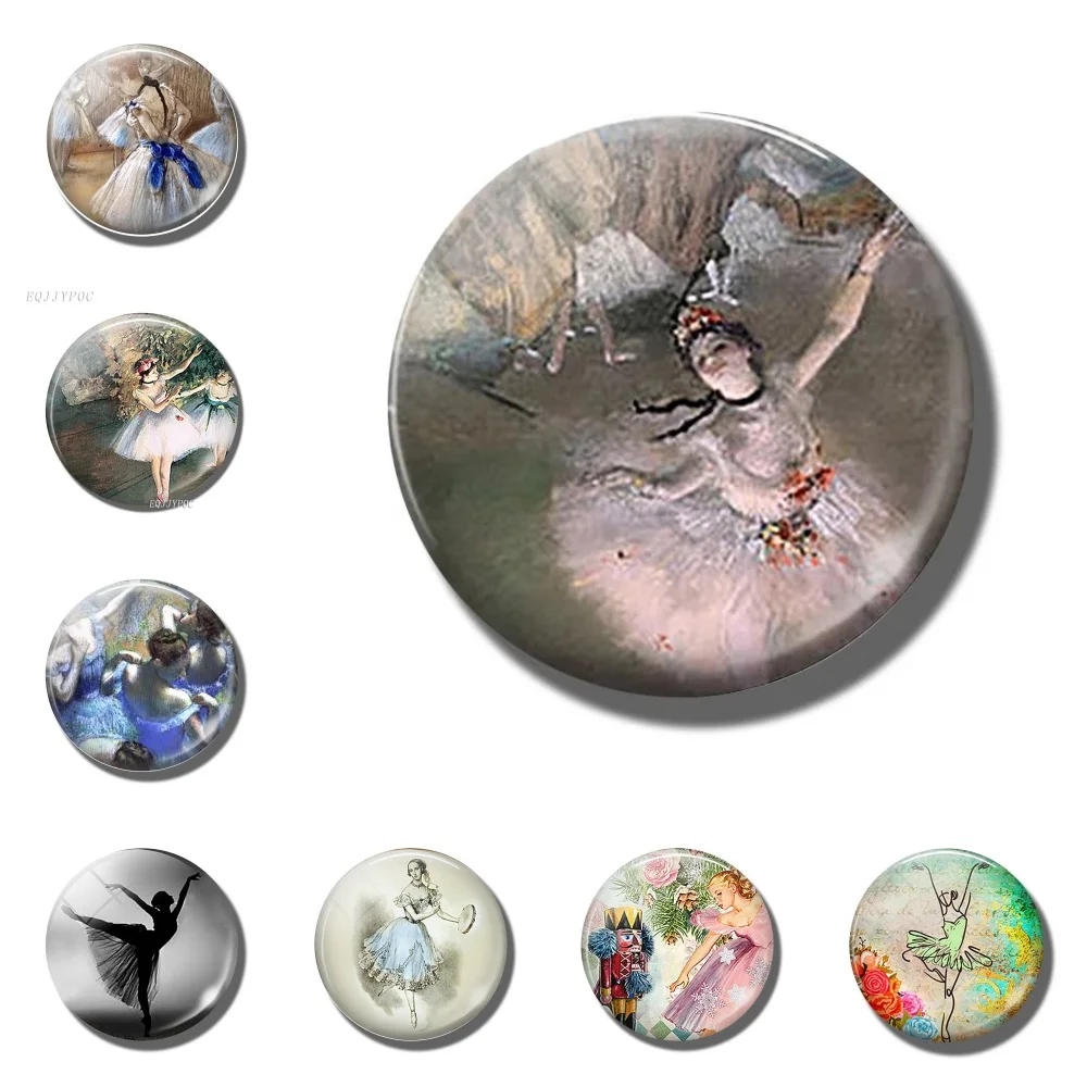 

Ballerina Silhouette Art Fridge Magnet 30 MM Glass Dome Magnetic Refrigerator Stickers Gift for Ballet Dancer Home Decoration