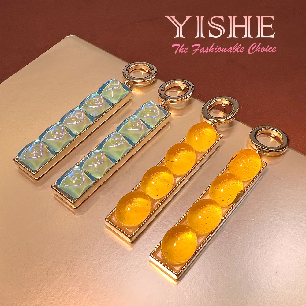New Chinese style spring and summer colorful glazed geometric earrings, retro gold-plated niche design sense, advanced Chinese s