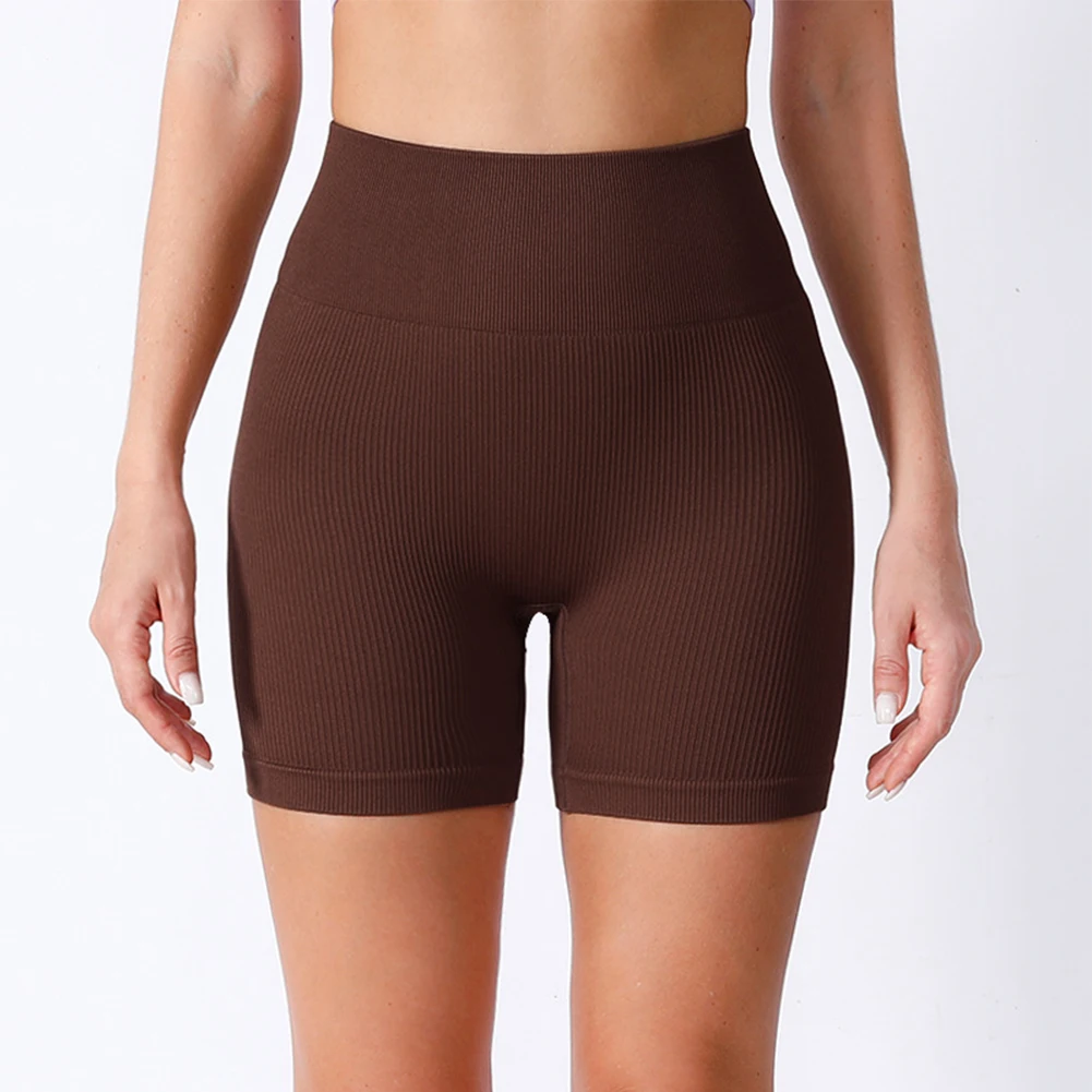 Frauen nahtlose Yoga-Shorts stricken sexy gerippte Radhose weibliche Sport hose schieben elastische Sommer-Fitness-Shorts