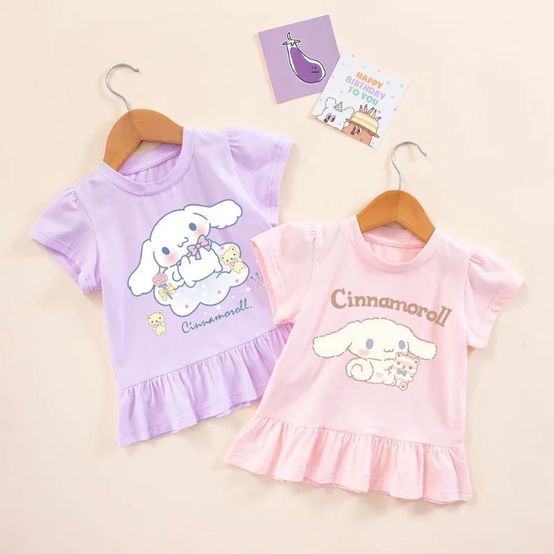 

Summer Cinnamoroll Anime Kawaii Sanrio Ins Fashion Short Sleeve Shirt Skirt New Cute Fashionable Dress Clothes Gifts Toys