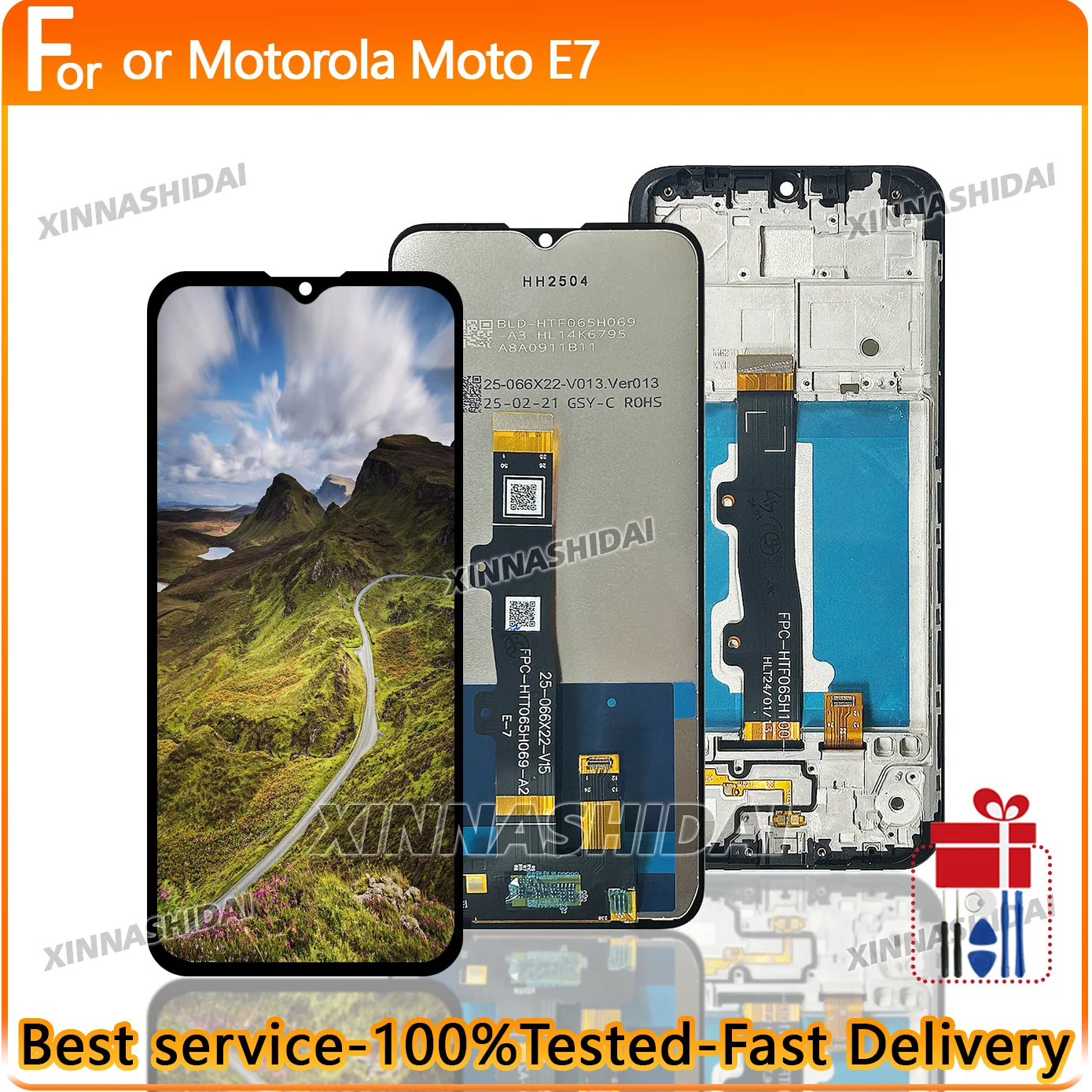 LCD Novo Testado de Alta Qualidade para Motorola Moto E7, Substituição do Display Touch Screen Digitizer para Moto E7 com Moldura