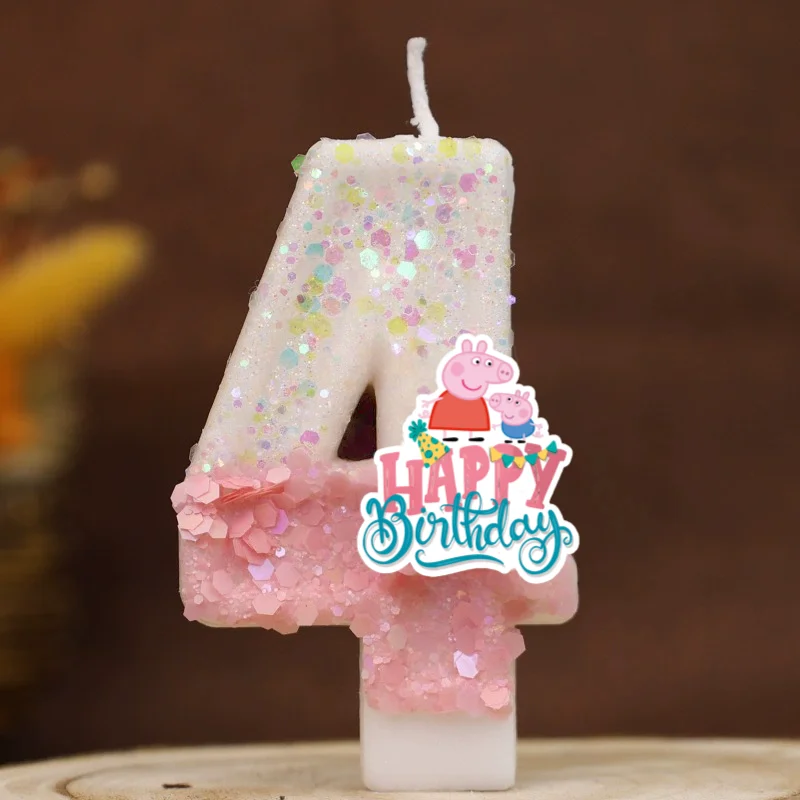 Family Pig Happy Birthday Cake Topper Decorated Digital Candle Children's Delicate 0-9 Number Candle Party Decor Gift Boy Girl view 4