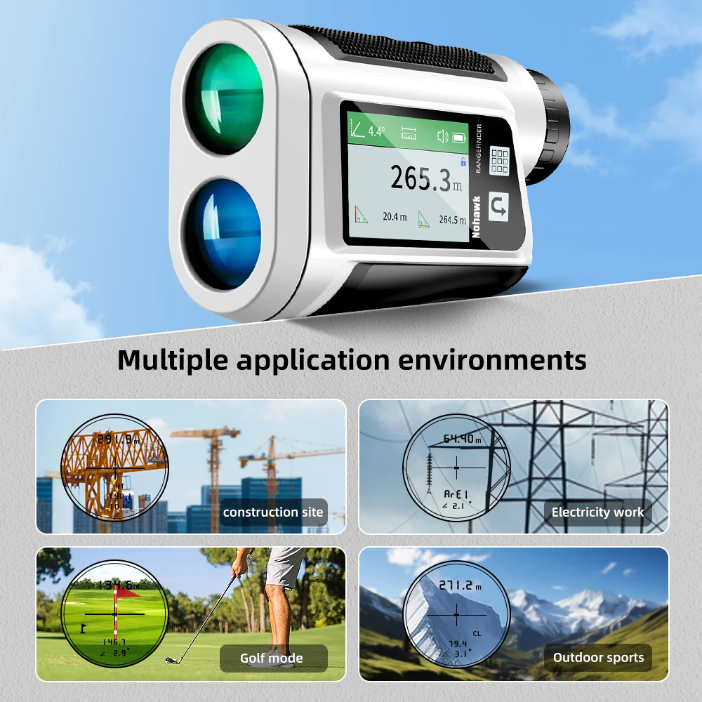 NOHAWK Golf Rangefinder with Slope and Pin Lock Vibration Distance Meter with Rechargeable Battery Laser Range Finder