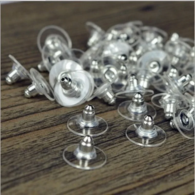 20pcs DIY Craft Accessories Silicon Stud Earring Earrings Back Stoppers Ear Post Nuts Jewelry Findings Components Gold and Silv