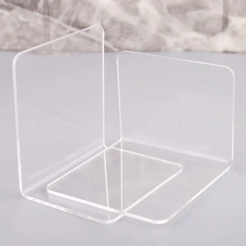 H7JF 2PCS Clear Acryl Buchenden L-förmige Schreibtisch Desktop Book Holder School S