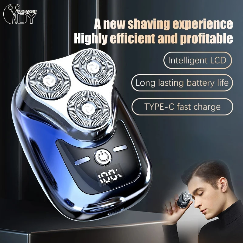 

3 Blade Head Electric Shaver With Digital Display Mini Shaving Machine USB Rechargeable Digital Display For Removing Chest Hair