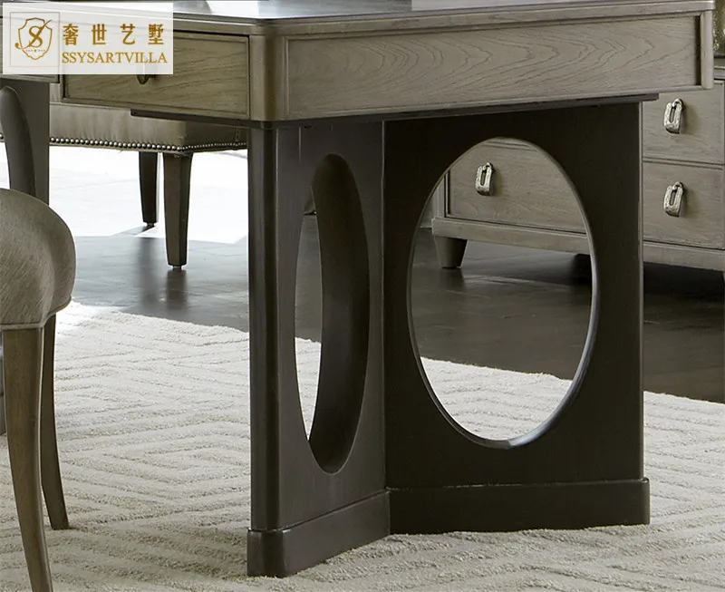 American Modern Solid Wood Stainless Steel Small Apartment, Desk, Chair, Dresser, European and American Creative Room, Desk