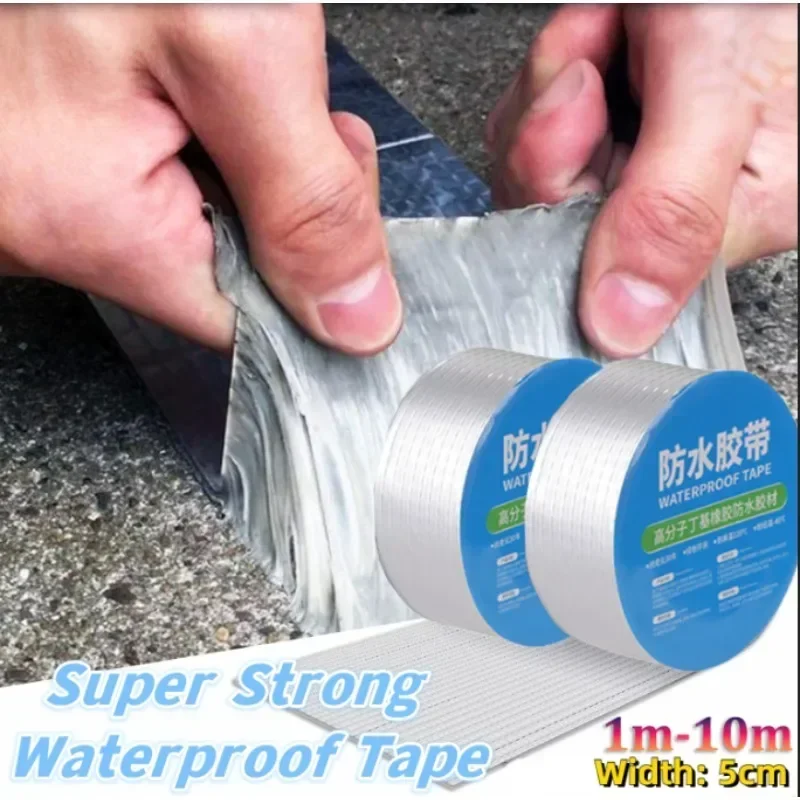 

3M/5M/10M Foil Butyl Waterproof Tape Roof Leakproof High Temperature Resistance Pipes Walls Leak Sticker Super Adhesive