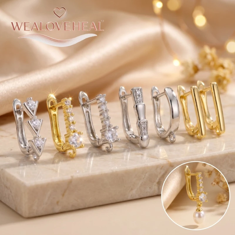 schmuckherstellung zubehör，18K Gold/Rhodium plattierte Hebelverschluss-Ohrringkomponenten, Messing-Pavé-CZ-Zirkon-Dreieckstab-Ohrhaken für DIY-Schmuckherstellung – Detail 16