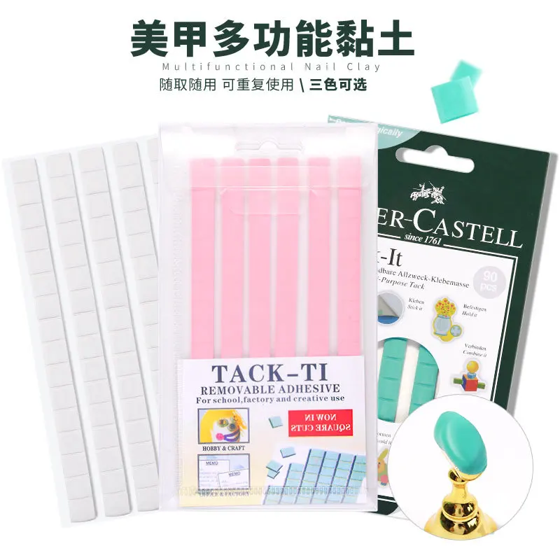 Nail Art Clay Green Pink Multifunctional Rubber Clay Color Board Display Nail Plate Holder With Fixed Clay Good Adhesion Reuse