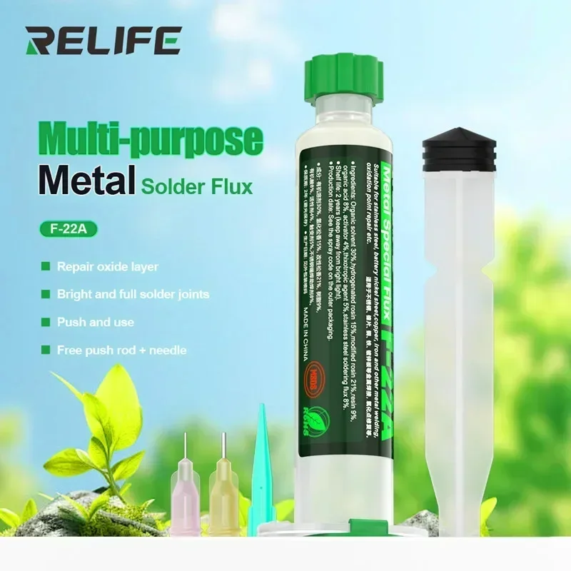 RELIFE F-22A 10CC Metal Solder Paste for Mobile Phone Motherboard Welding High Insulation Oxidation Spots Repair Welding Flux